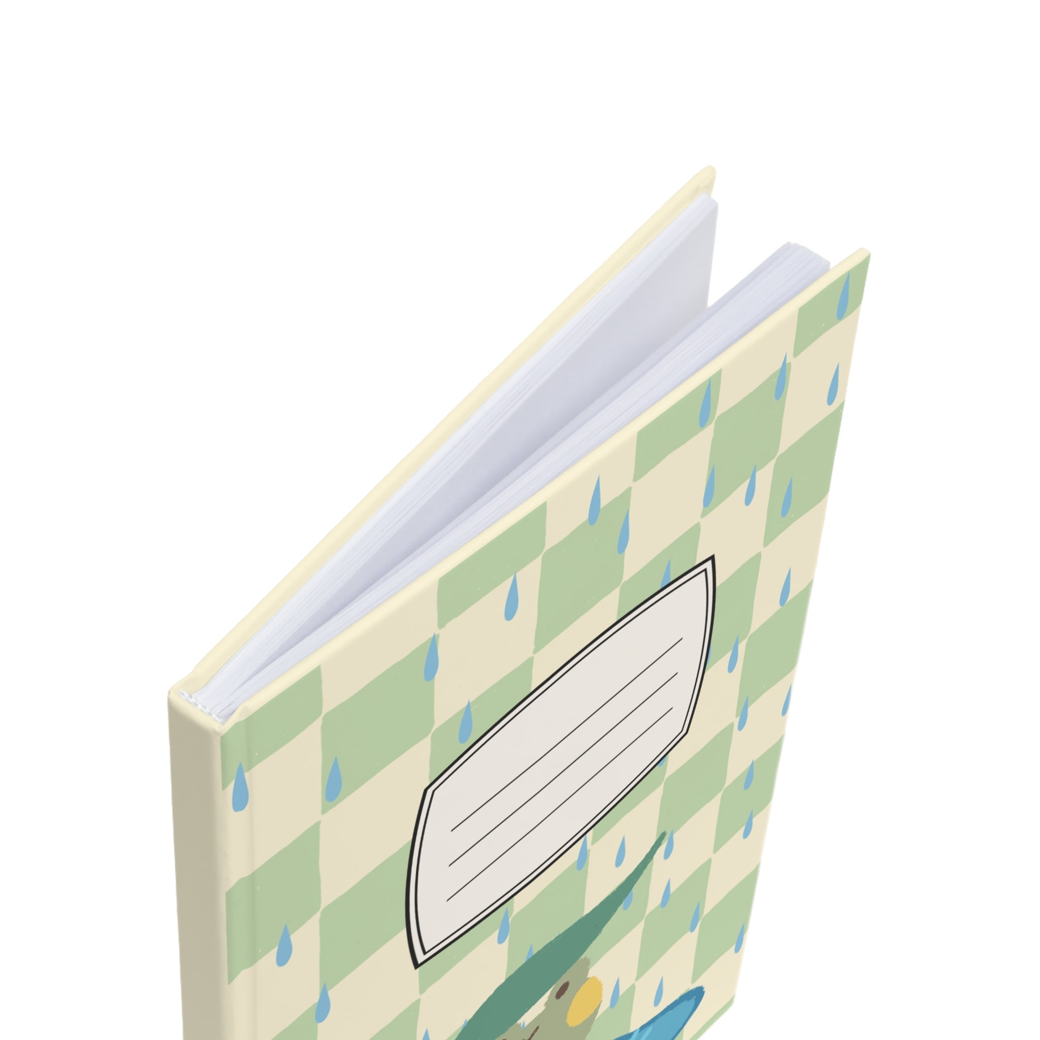 Rainy Day Cute Frog Hardcover Journal — A5 Cute Checker Notebook